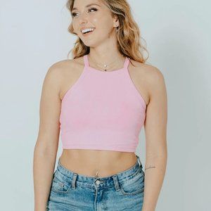 Pink high neck brami crop